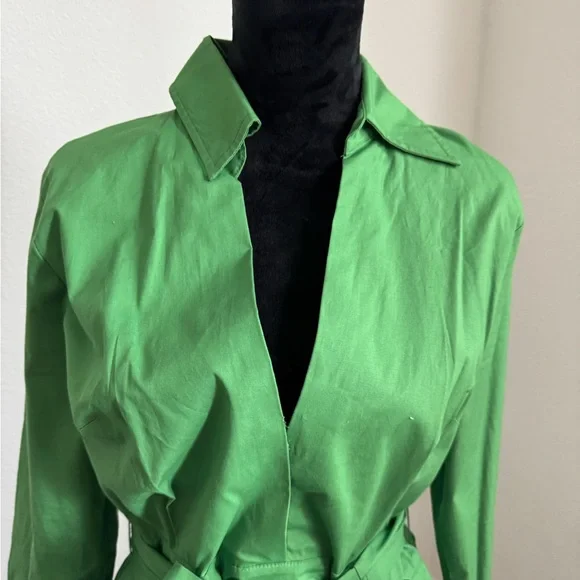 eShakti Vibrant Green Long Sleeve Dress - Picture 4 of 5